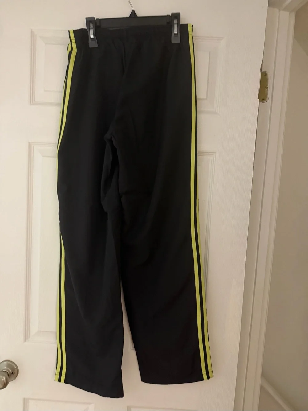adidas Black Joggers with Neon Lime Side Stripes